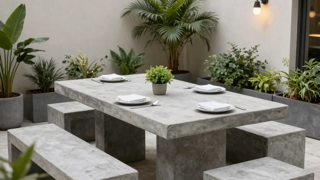 9 Concrete Outdoor Dining Tables for a Modern Industrial Look